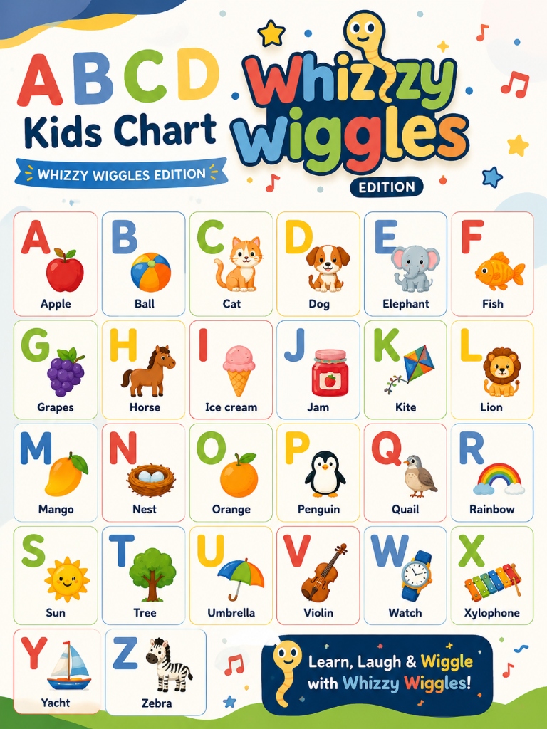 ABCD Kids Chart Whizzy Wiggles Edition